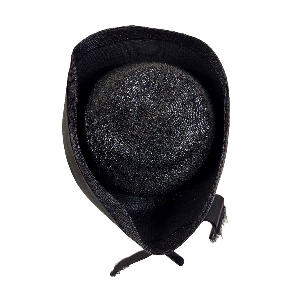 Mr John Jr Vintage Straw Pillbox Hat Black w Bow Union Made Fancy Church Formal - Picture 10 of 10